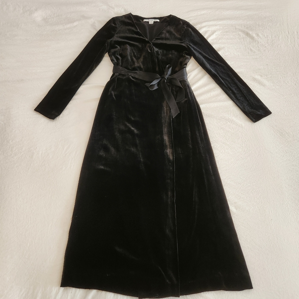 DVF Diane Von Furstenberg Black Velvet Julian Long Wrap Dress Elegant Cocktail 6 - Picture 9 of 12